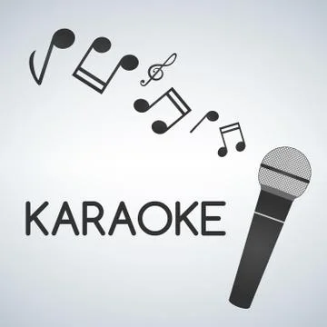 Microphone karaoke Vector Icon, Microphone surrounded by notes symbol. Stock Illustration