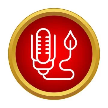 Microphone with leaf icon representing eco friendly podcast Stock Illustration
