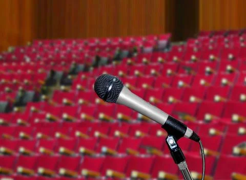 Microphone in  lecture hall Stock Photos