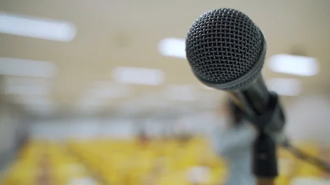 Microphone at lecture room or study classroom Stock-Footage 121517894