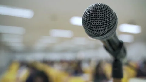 Microphone at lecture room or study classroom Video stock 151250066