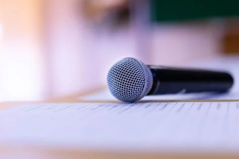 Microphone for lecturing in the classroom Stock Photos