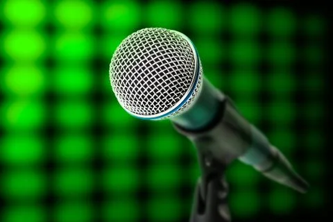 Microphone on light Stock Photos
