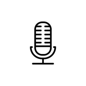 Microphone Line Icon In Flat Style Vector For App, UI, Websites. Black Icon Stock Illustration