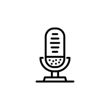 Microphone Line Icon In Flat Style Vector For App, UI, Websites. Black Icon Stock Illustration