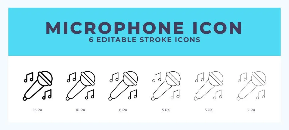 Microphone line icon illustrations with editable strokes. Stock Illustration