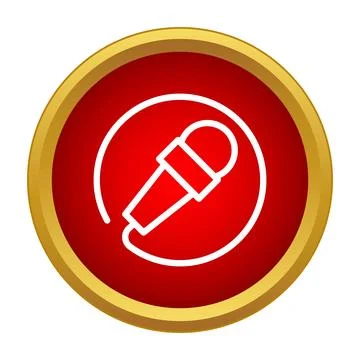 Microphone line icon on red gold button Stock-Illustration
