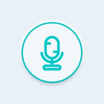 Microphone line icon on round shape Stock Illustration