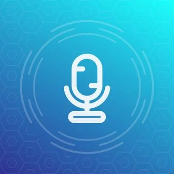 Microphone line icon, speech recognition symbol Illustrazione stock