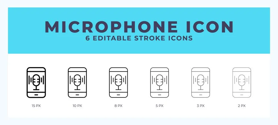 Microphone line icon. Vector icon symbol. Logo illustration. Editable line .. Illustrazione stock