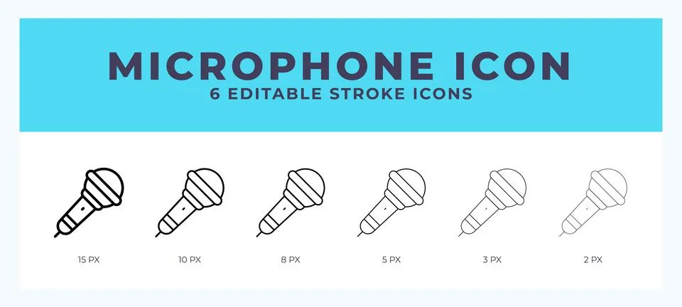 Microphone line icon. Vector icon symbol. Logo illustration. Editable line .. Illustrazione stock