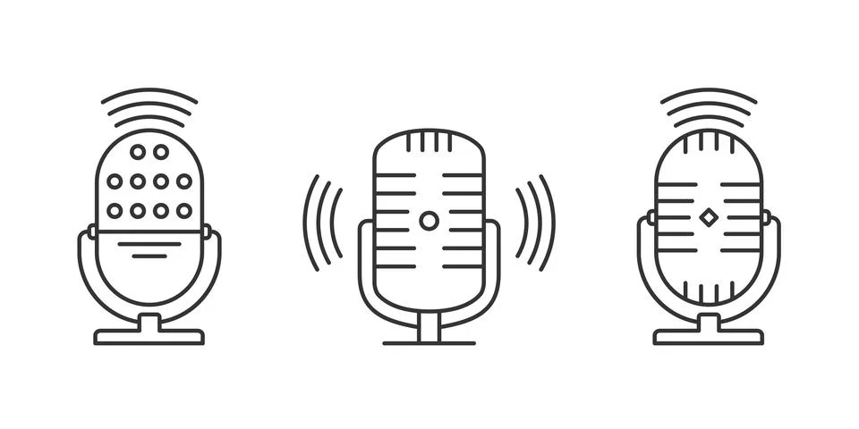 Microphone Line Icons Illustrazione stock