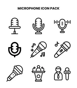 Microphone Line Icons Pack Stock Illustration