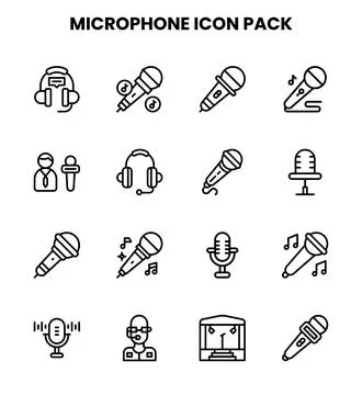 Microphone Line Scalable Icons Pack 스톡 일러스트