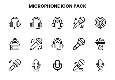 Microphone Line Scalable Icons Pack Stock Illustration