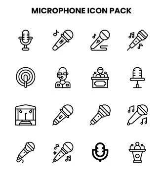 Microphone Line UI Icons Pack イラスト素材