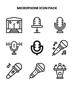 Microphone Line Vector Icons Pack Stock Illustration