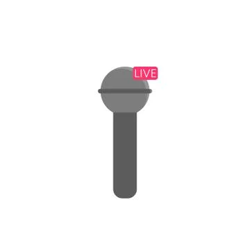 Microphone with a live icon. Vector illustration of an online talk sign Ilustração Stock