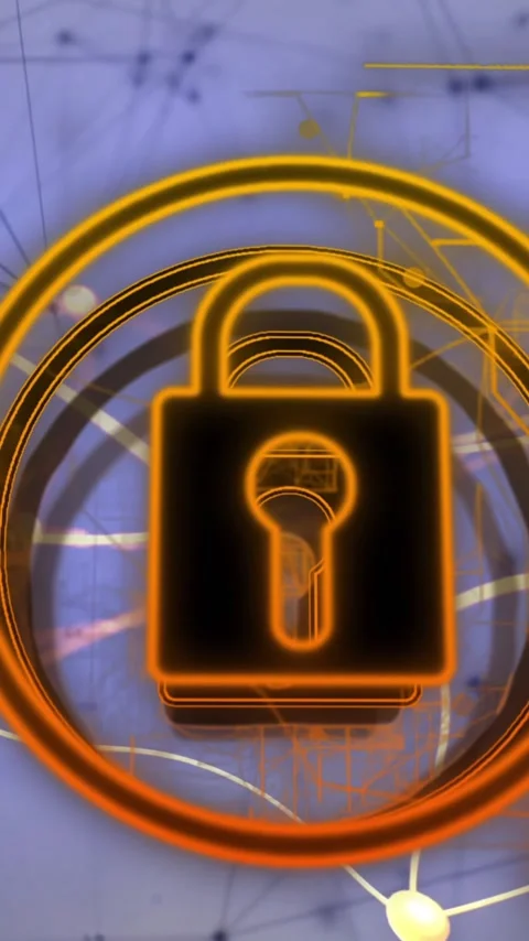 Microphone with lock symbol over digital network and data connections animation Stock Footage 319727862