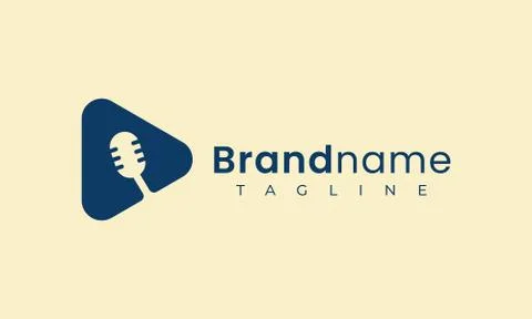 Microphone logo template with simple and modern shape Stock Illustration