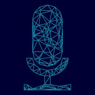 Microphone low poly triangulation triangulated polygonal electric cyan blue v Stock Illustration