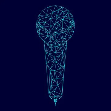 Microphone low poly triangulation triangulated polygonal electric cyan blue v Stock-Illustration