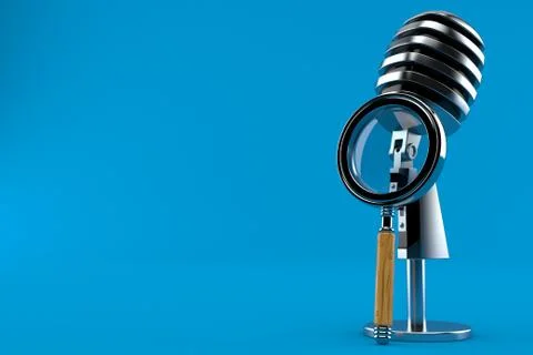 Microphone with magnifying glass Stock Illustration