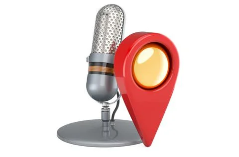Microphone with map pointer, toaster. 3D rendering Stock Illustration