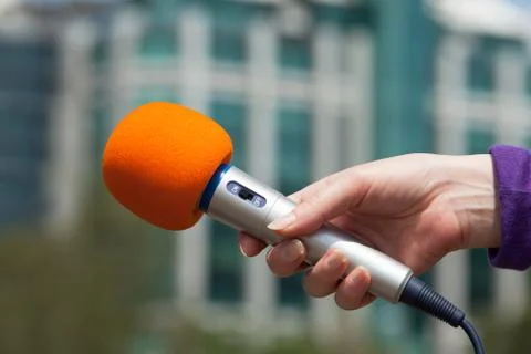 Microphone. media interview. Foto stock
