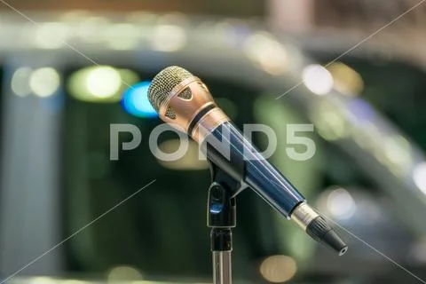 Microphone in meeting room use for amplify talk Stock Photos