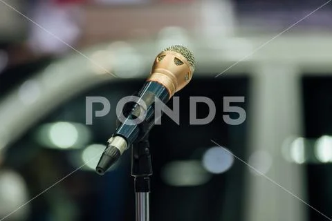 Microphone in meeting room use for amplify talk Stock Photos