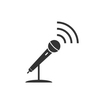 Microphone mic icon. Vector illustration, flat design. Illustrazione stock
