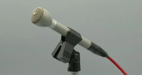 Microphone in Mic Stand with XLR Cable Stock Footage 166010943