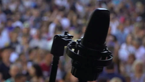 Microphone. Microphone on stage Stock Footage 100091385
