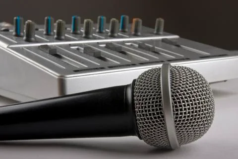 Microphone with mixer Stock Photos