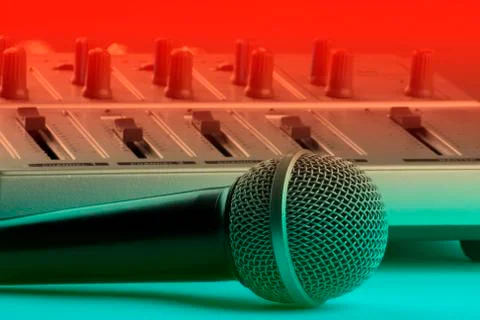 Microphone with mixer Stock Photos
