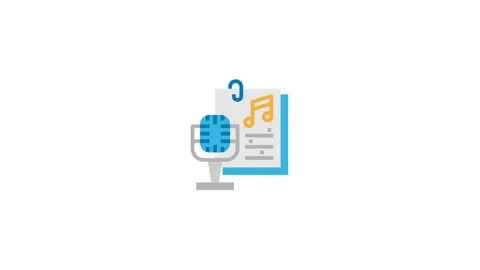 Microphone, Music, Note icon animation for Education motion graphics Stock Footage 149820576