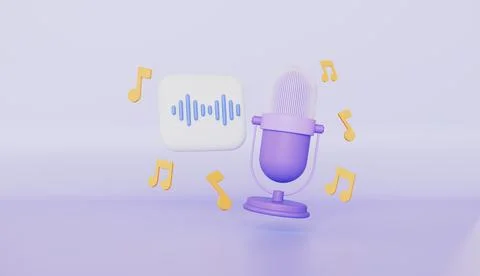 Microphone with music note is symbol, mic record for music, audio tune Stock Illustration