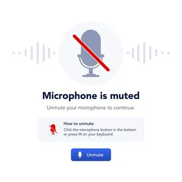 Microphone muted warning screen. vector illustration Stock Illustration