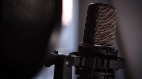 Microphone Near Window Rack Focus Stock Footage 65095023