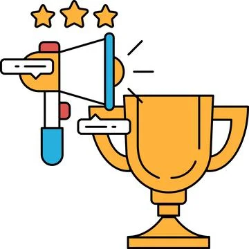 A microphone is next to a trophy, symbolizing the importance of communication Ilustración de archivo