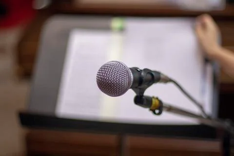 Microphone note stand Stock Photos