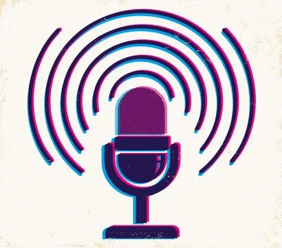 Microphone on old paper background Stock Illustration