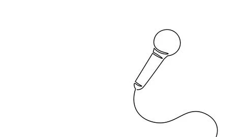 Microphone one line silhouette stand up comedy show concept. Art fun stage free Stock Illustration