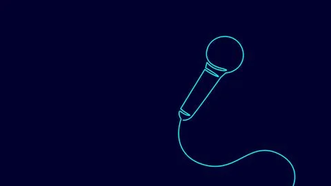 Microphone one line silhouette stand up comedy show concept. Art fun stage free Stock Illustration