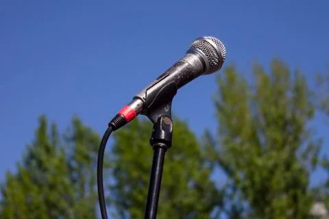 Microphone on the open air Stock Photos