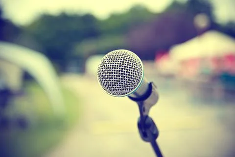 Microphone outdoors Stock Photos