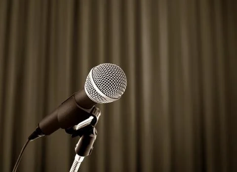 Microphone over curtains Stock Photos