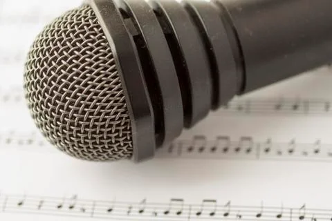 Microphone over score Stock Photos