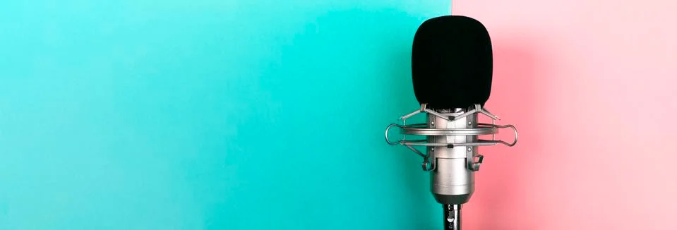 Microphone panoramic image Stock Photos